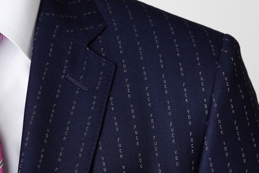 Conor McGregor FU Pinstripe Suit detail