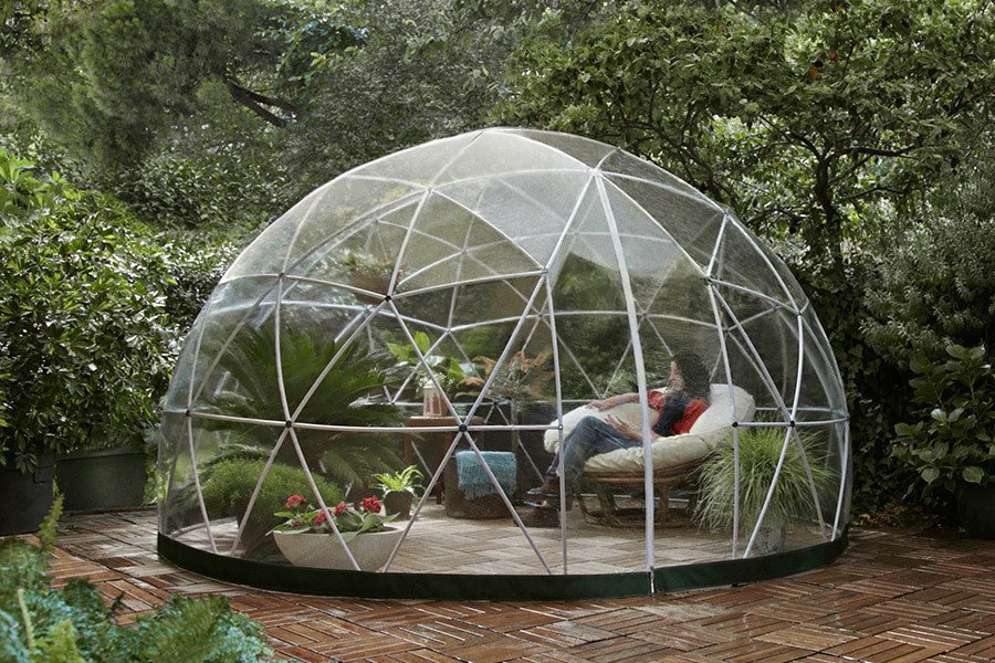 relaxation inside the garden dome igloo