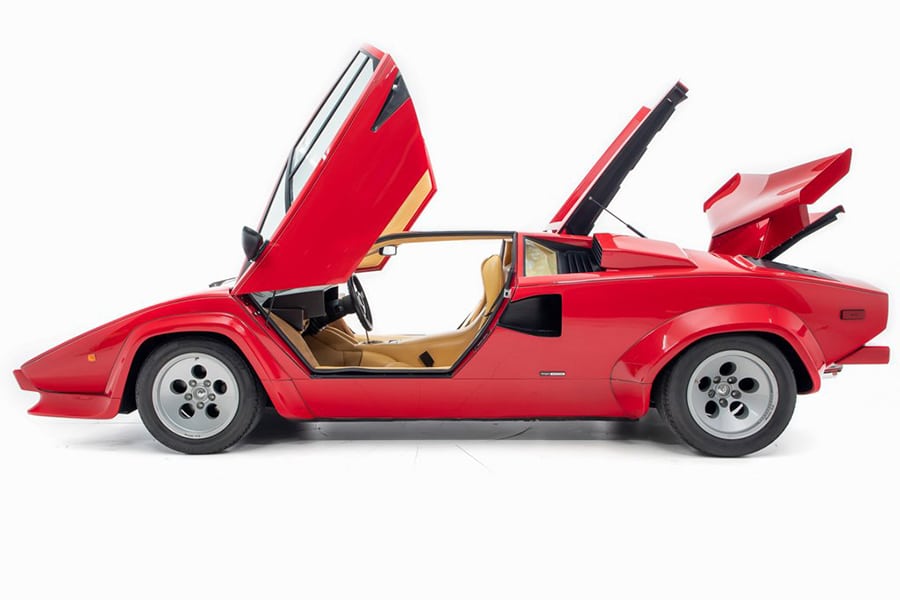 lamborghini countach side view while door open