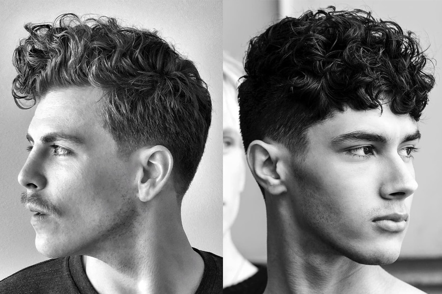 Formidable Men Curly Slick Back Beach Hairstyle Circle Face Female Side ...