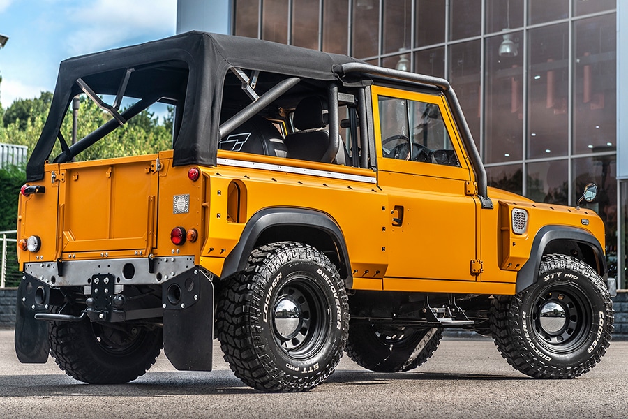 land rover defender back view