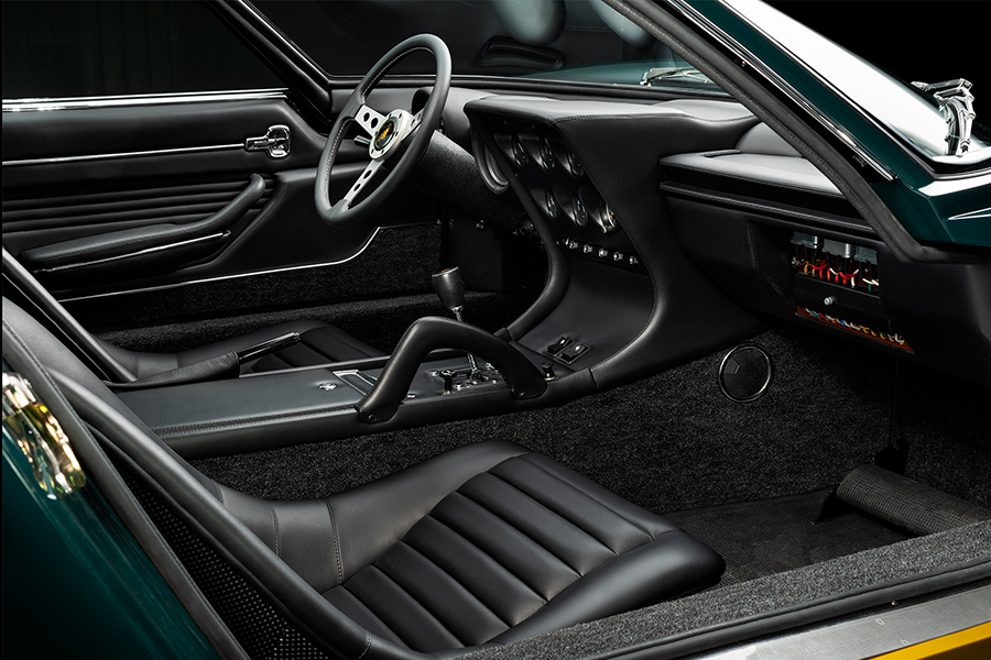 Lamborghini Miura dashboard and car seat upholstery