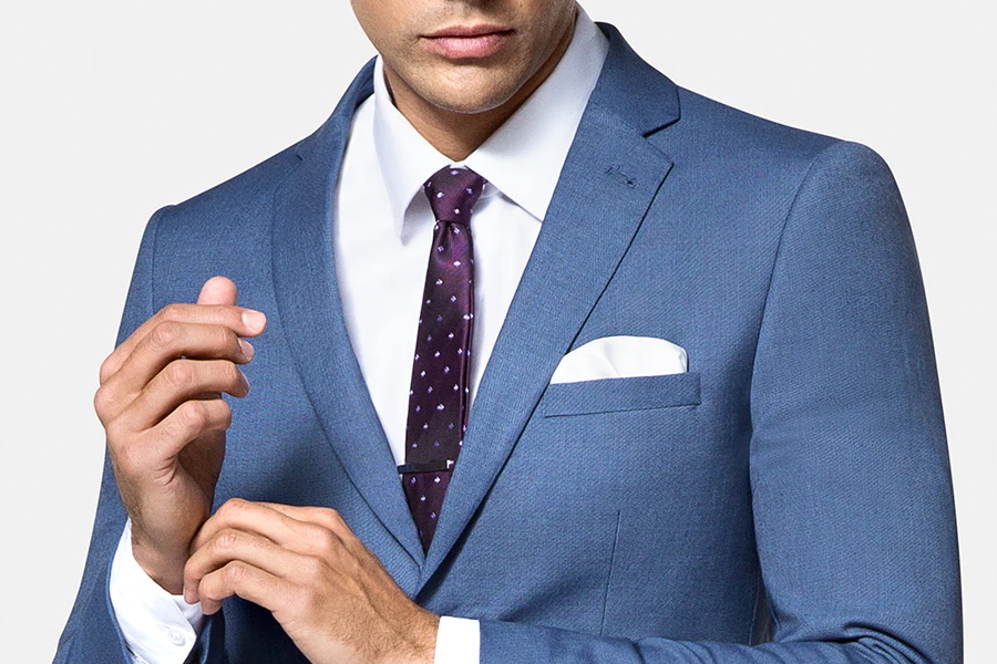 blue coat suit matching shirt