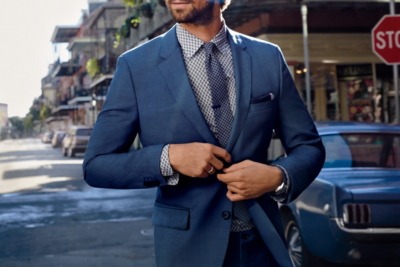 cocktail attire blue suit
