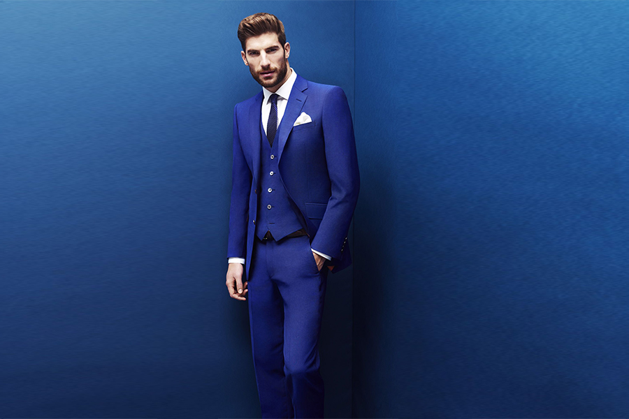 MYS Mens Custom Made Classic Notch Suit Pants Tie Set Royal Blue 