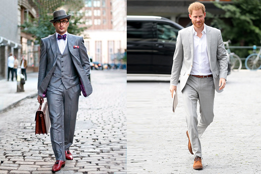 light gray suit combinations