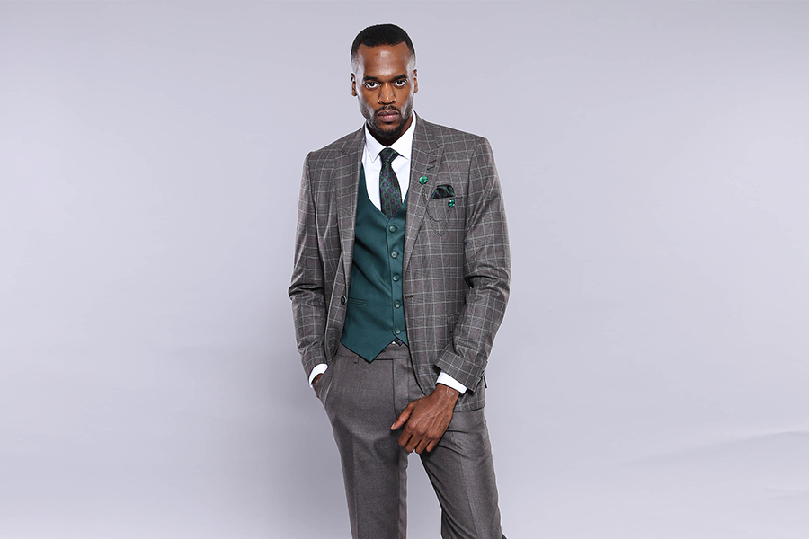 shiny grey suit combinations