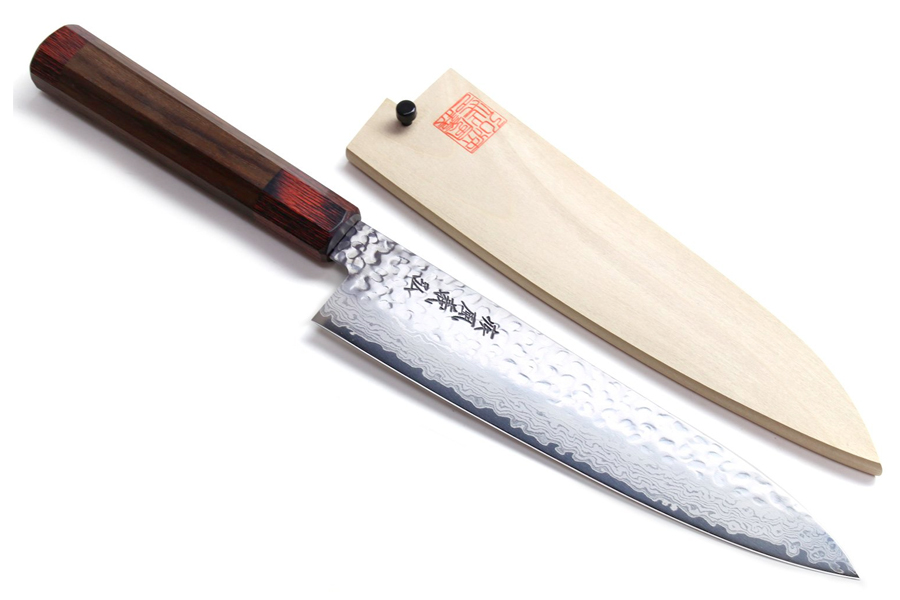 Yoshihiro VG10 16 Layer Hammered Damascus Gyuto Japanese Chefs Knife