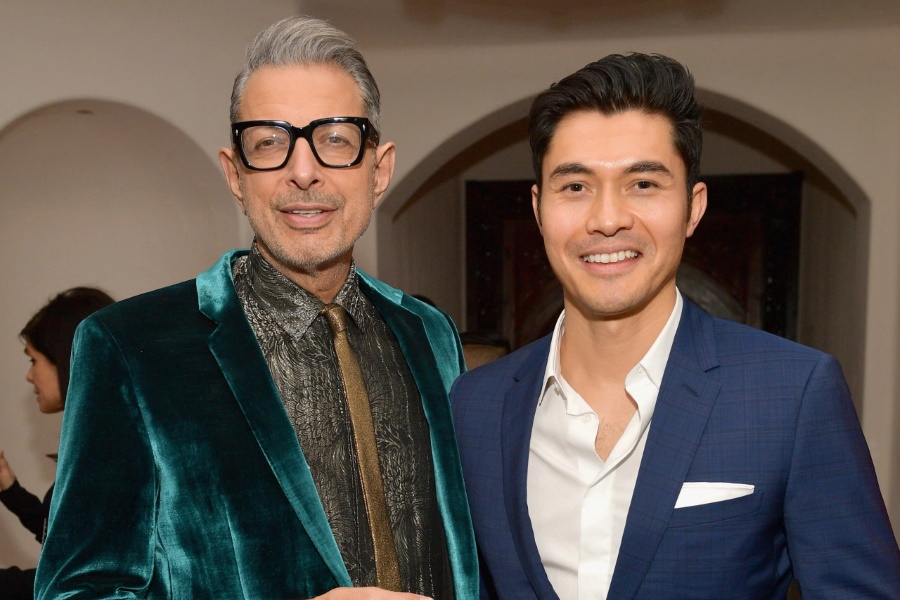 Jeff Goldblum and His Wife Wearing Matching Prada Shirts