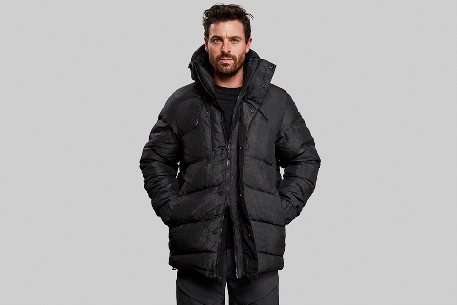 Man wearing Vollebak Indistructible Puffer