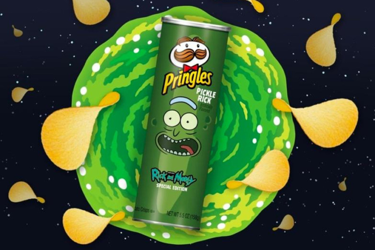 Pringles' All New Pickle Rick Flavoured Chip Man of Many