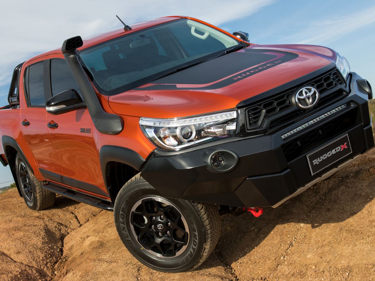 2018 Toyota Hilux Rugged X three quarter front off-roading