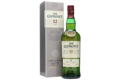Bottle and box of The Glenlivet scotch whisky