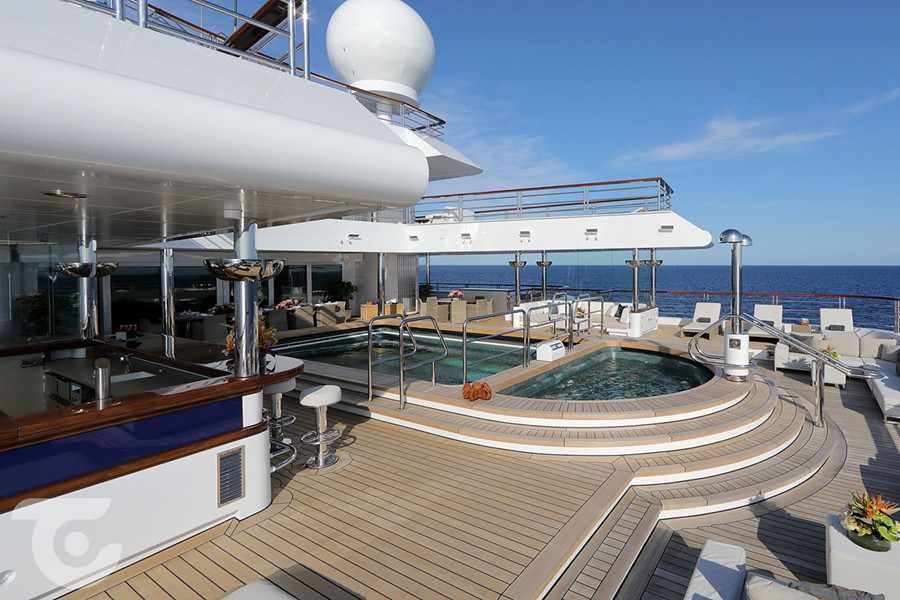 Octopus Superyacht pool in view deck