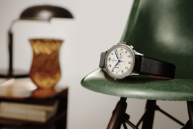 Longines Heritage Classic Chronograph 1946 on a green plastic chair