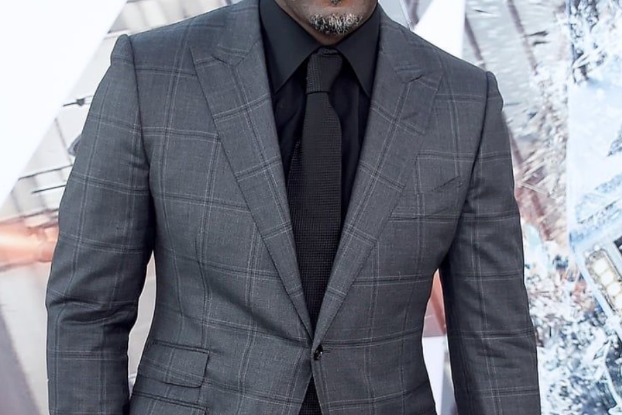 Sharkskin Charcoal Grey Suit - Men's 2 Button Diagonal Shiny