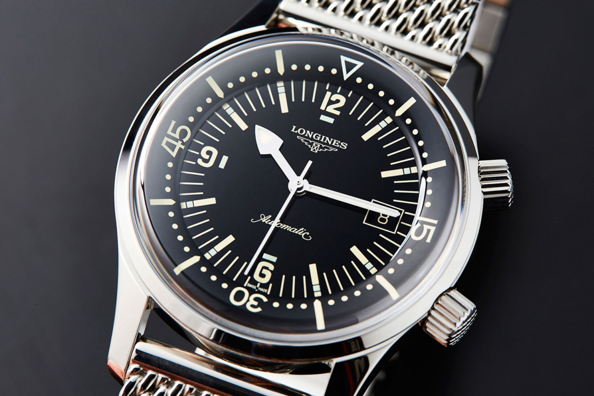 Dial of The Longines Legend Diver Watch
