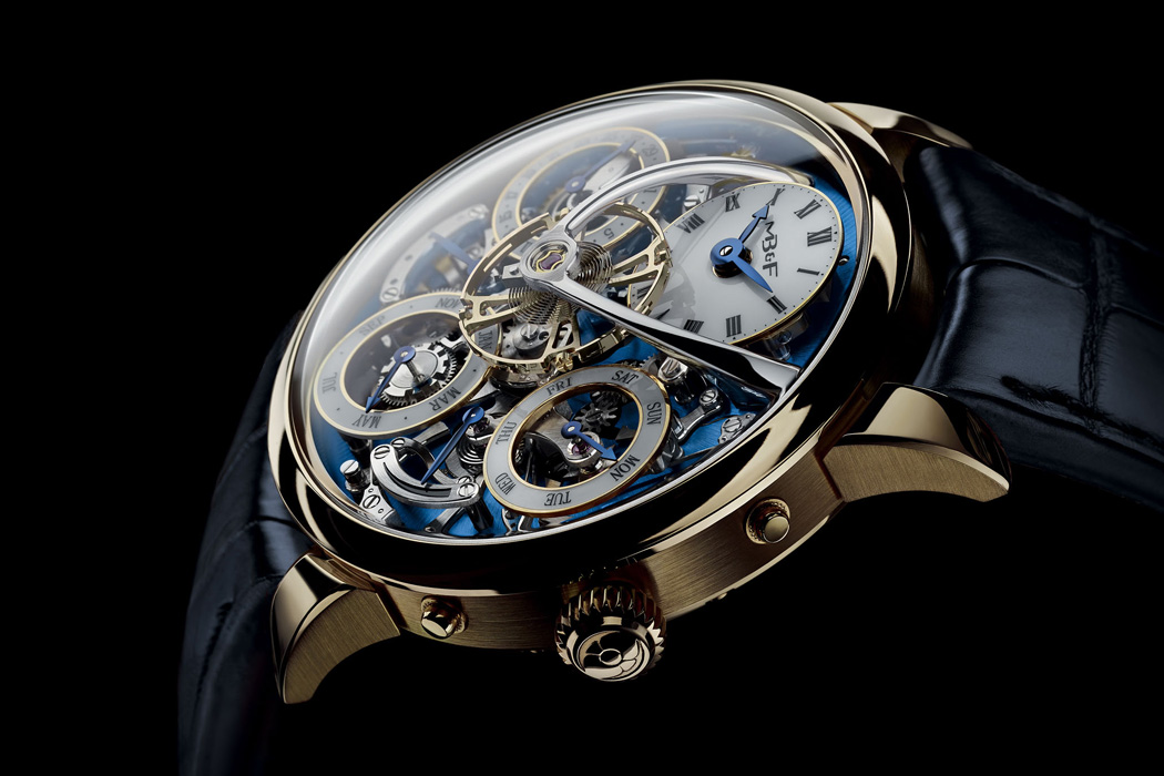 Closeup of the dial of MB&F Legacy Machine Perpetual