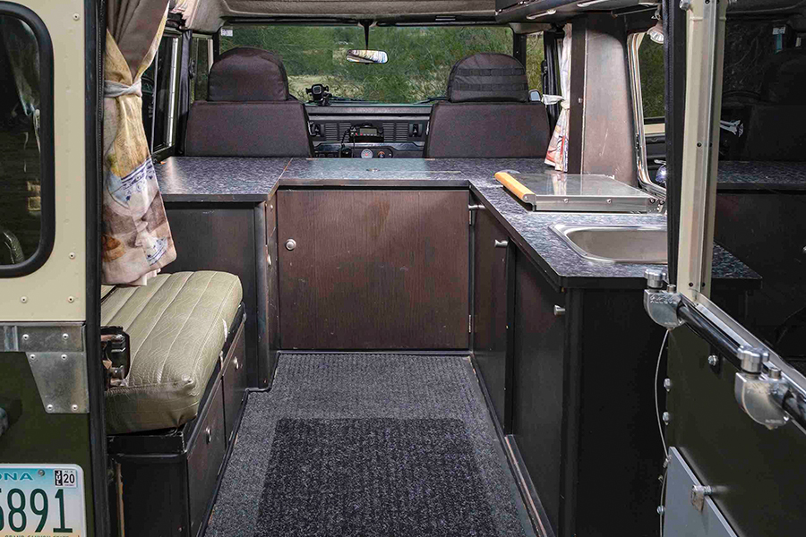 1984 Land Rover 110 Dormobile Overlanding inside view of the vehicle