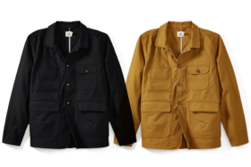 Black and khaki Flint & Tinder Washable Waxed Drifter Jackets
