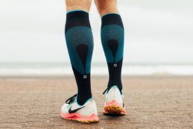 Back of two legs wearing Rockay Vigor Performance Socks