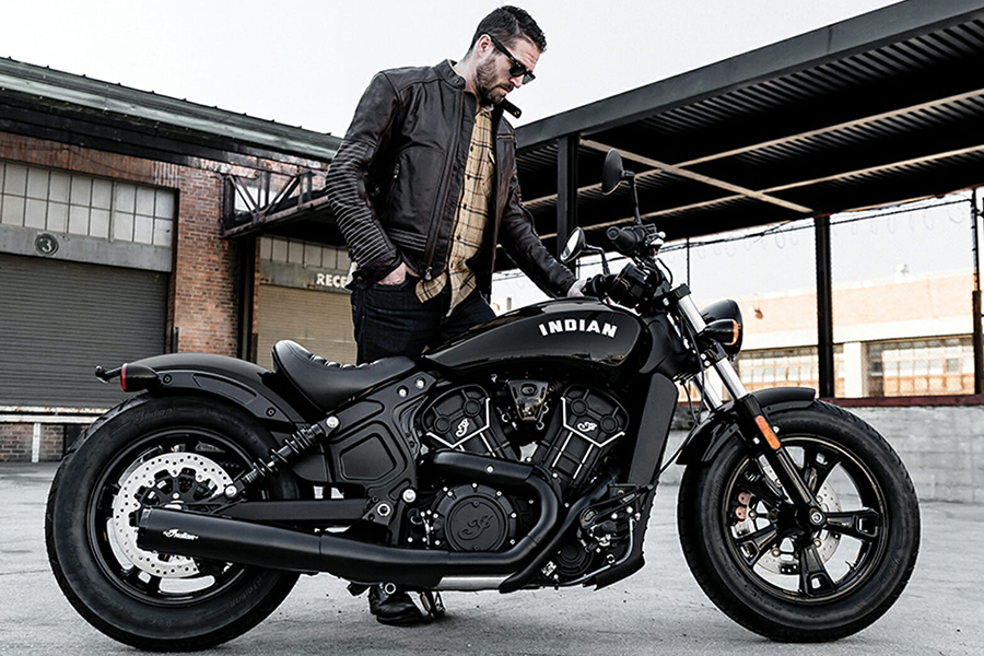 Man riding Indian Scout Bobber Sixty