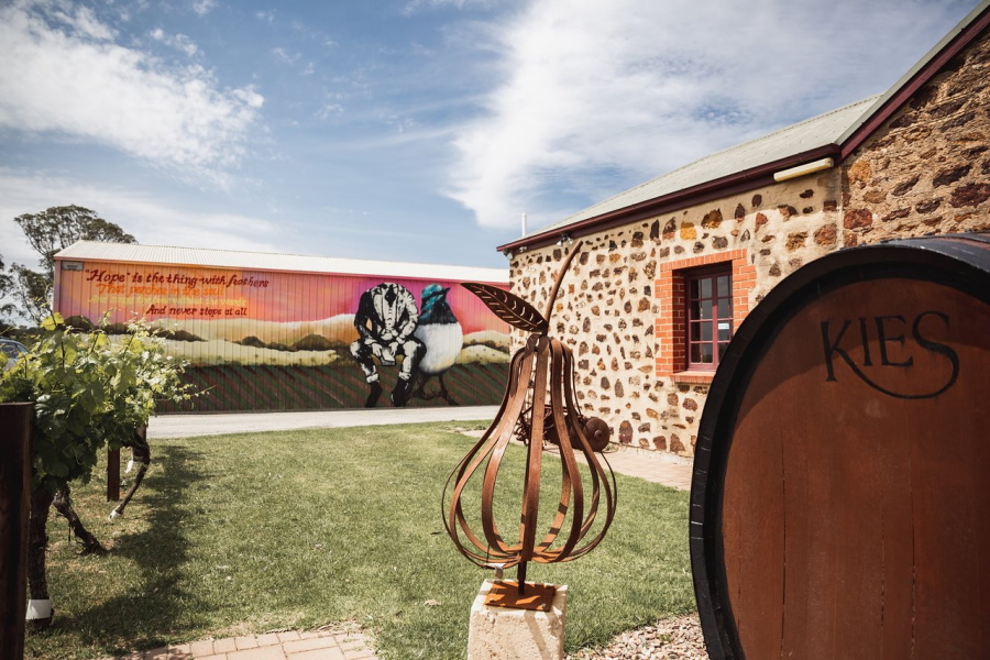 Medium shot of the Kies Family Wines winery exterior