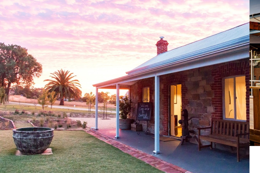 Medium shot of Seabrook Wines winery exterior