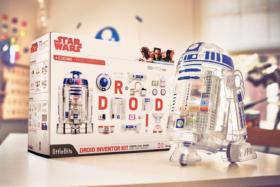 Star Wars Droid Inventor Kit box next to a transparent droid model