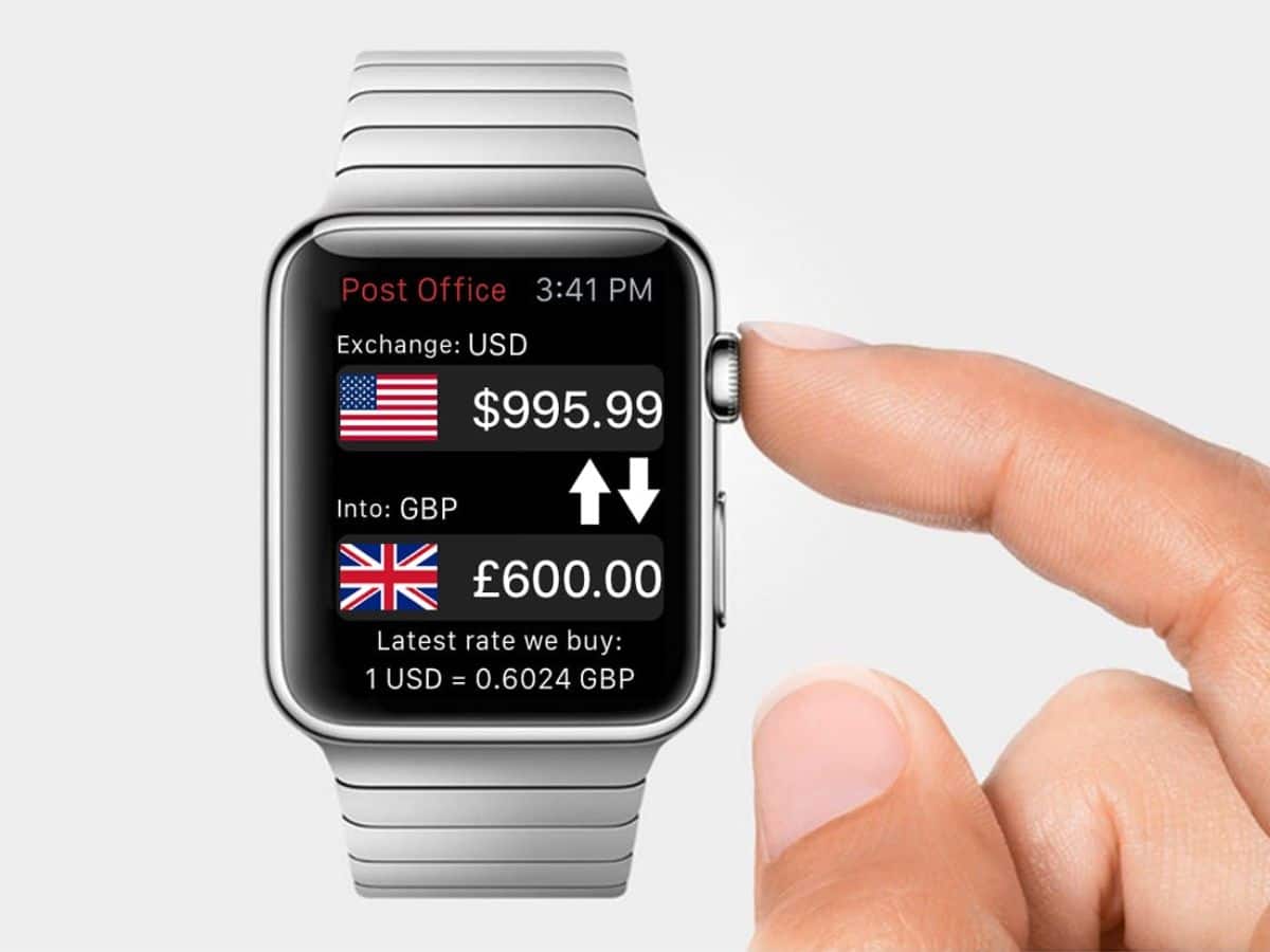 Apple watch with Pound-USD converter from Currency app