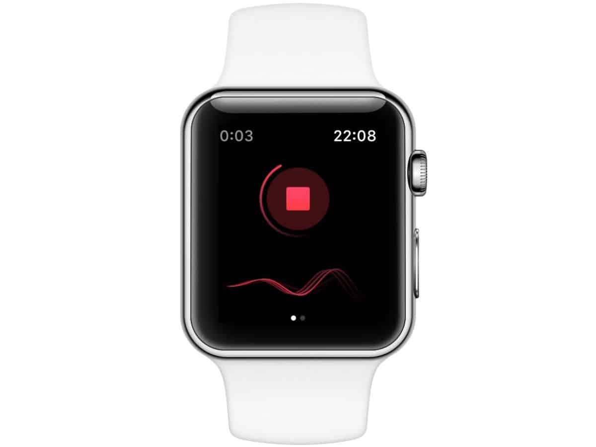 Apple watch with recording screen of Just press record