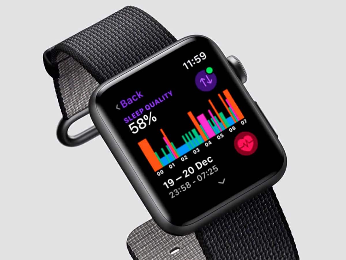 Pillow Sleep Tracker app open on a black Apple Watch