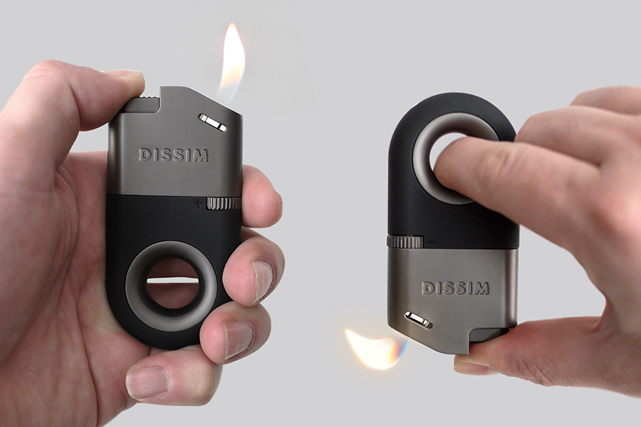 Dissim Lighter held with flame up and down