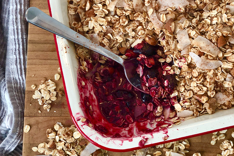 Sour Cherry & Blueberry Granola Crumble