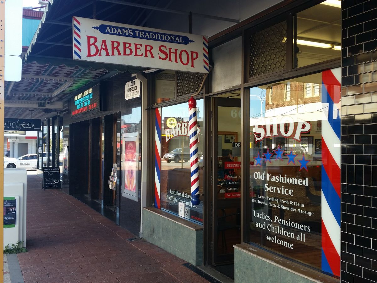 Front of Adam’s Barber Shop