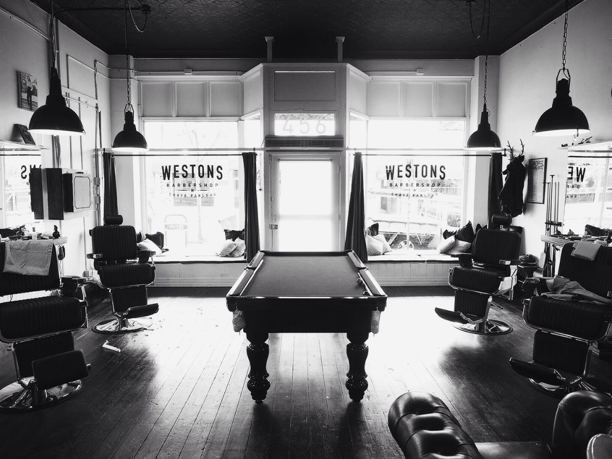 Interior of Westons Barbershop & Shave Parlour