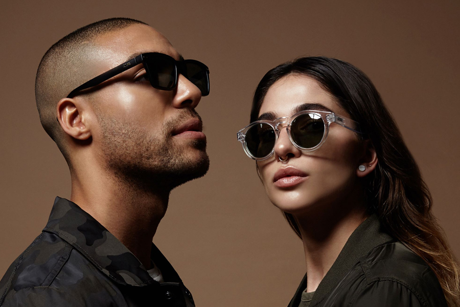 A male and a female model wearing Local Supply sunglasses