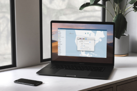 NordVPN open on a laptop on a desk