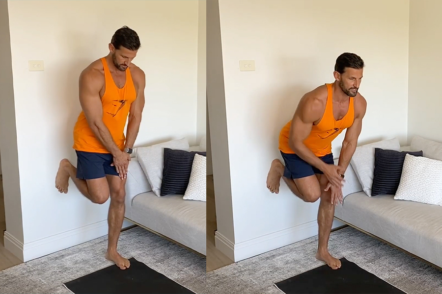 single-leg wall deadlift