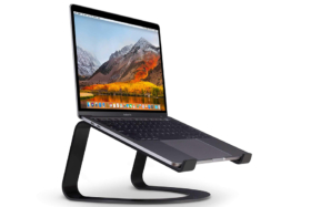 Curve by Twelve South side view with laptop on top
