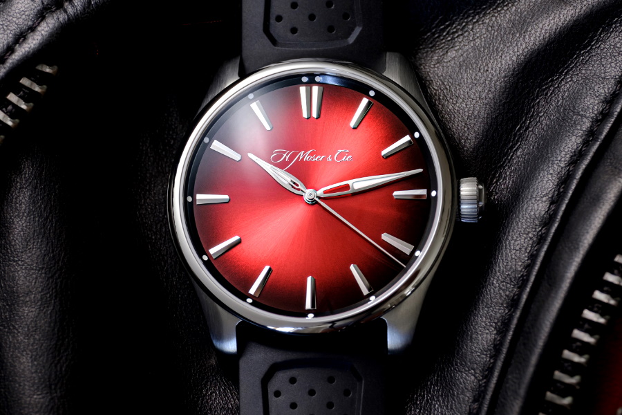 h moser and cie swiss mad red watch