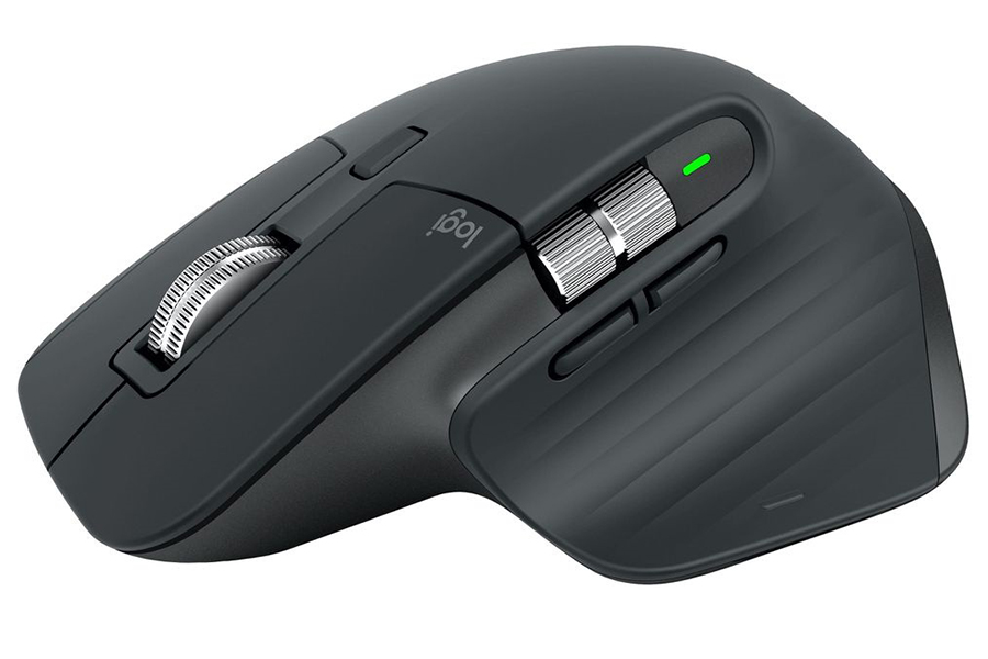 Logitech MX Master 3 and MX Keys for Mac mouse side view