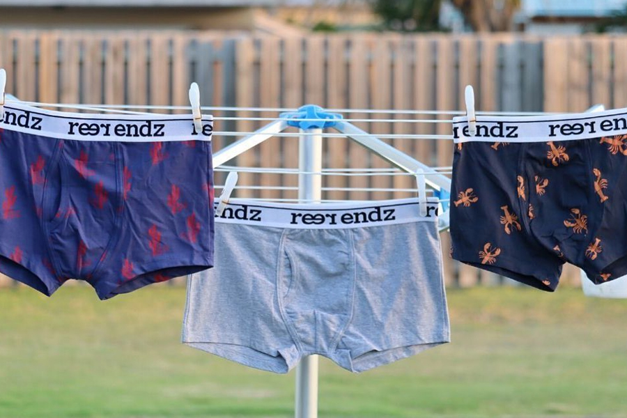 Reer Endz underwears drying on laundry strings