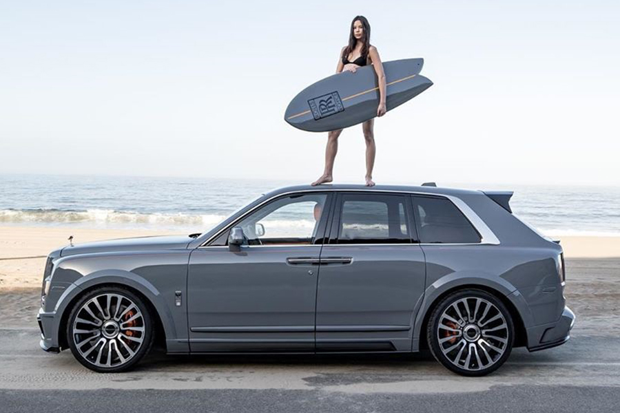 Rolls-Royce Cullinan Surf Edition model at the top of the vehicle