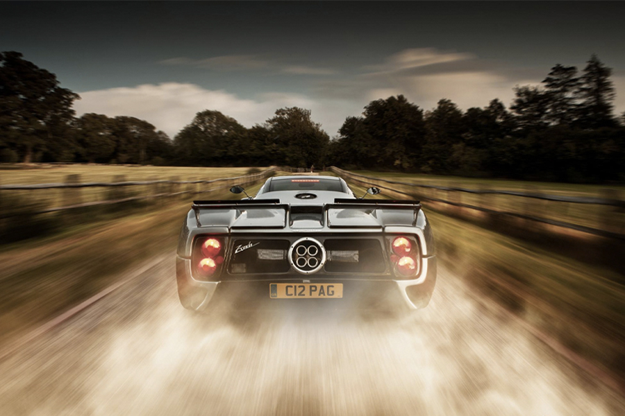 Rear of a fast-moving car