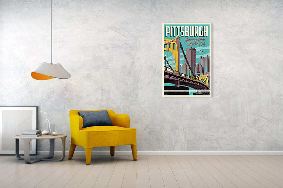 "Pittsburgh America's Most Lovable City" poster on a wall
