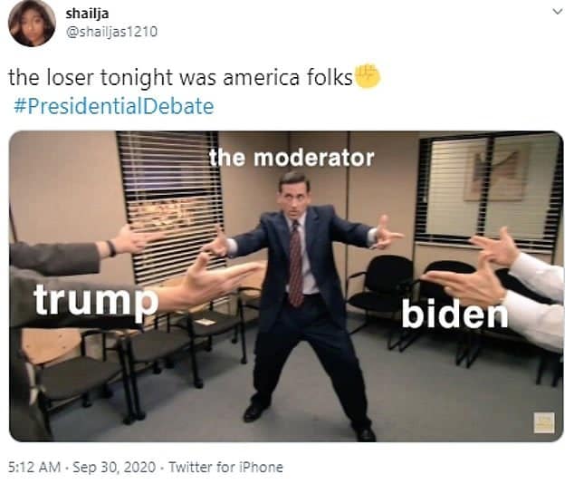 Presidential debate meme using a scene from The Office 