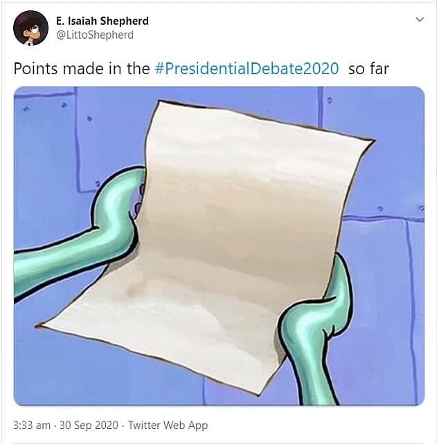 Blank paper in Squidward's hands 