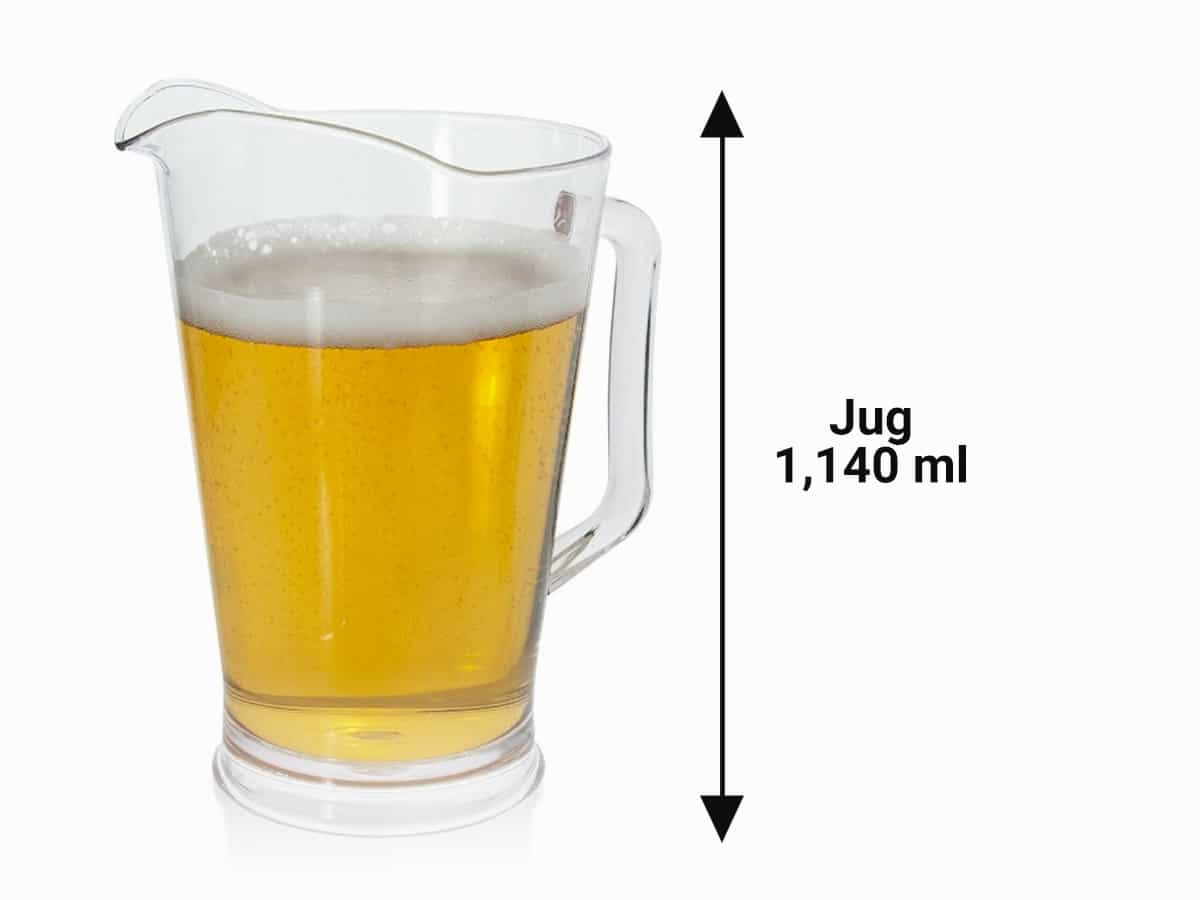 Jug 1,140 ml beer size in Australia