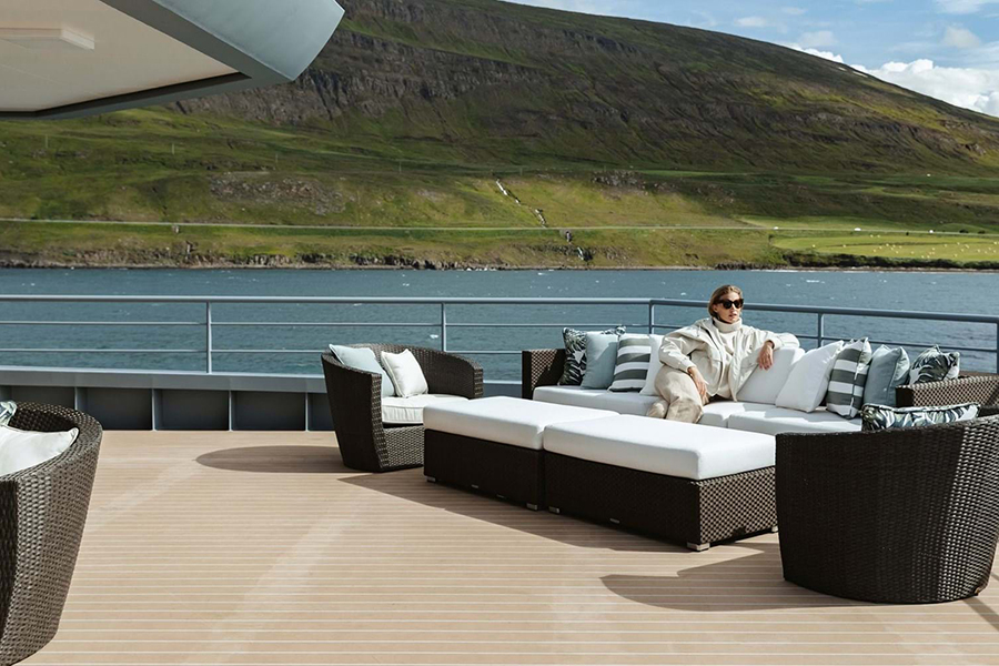 Burgess Yachts Ragner outside lounge